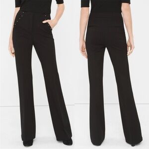 White House Black Market Black Slim Flare Pants With Studded Detail